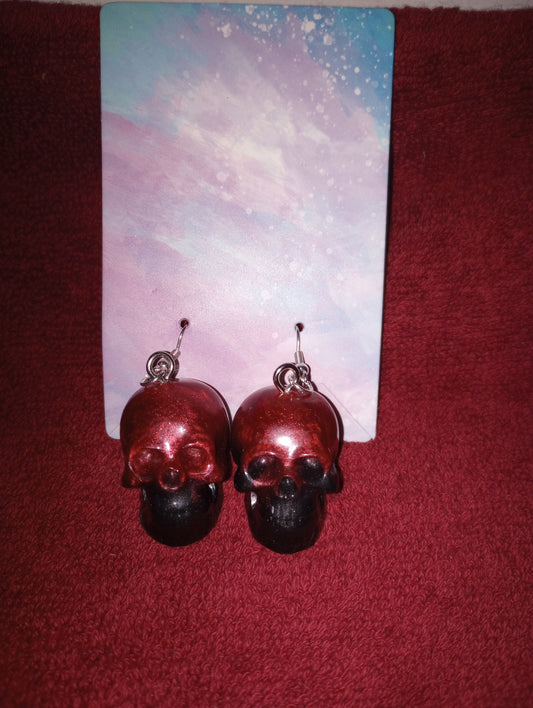 Red & black skull earrings