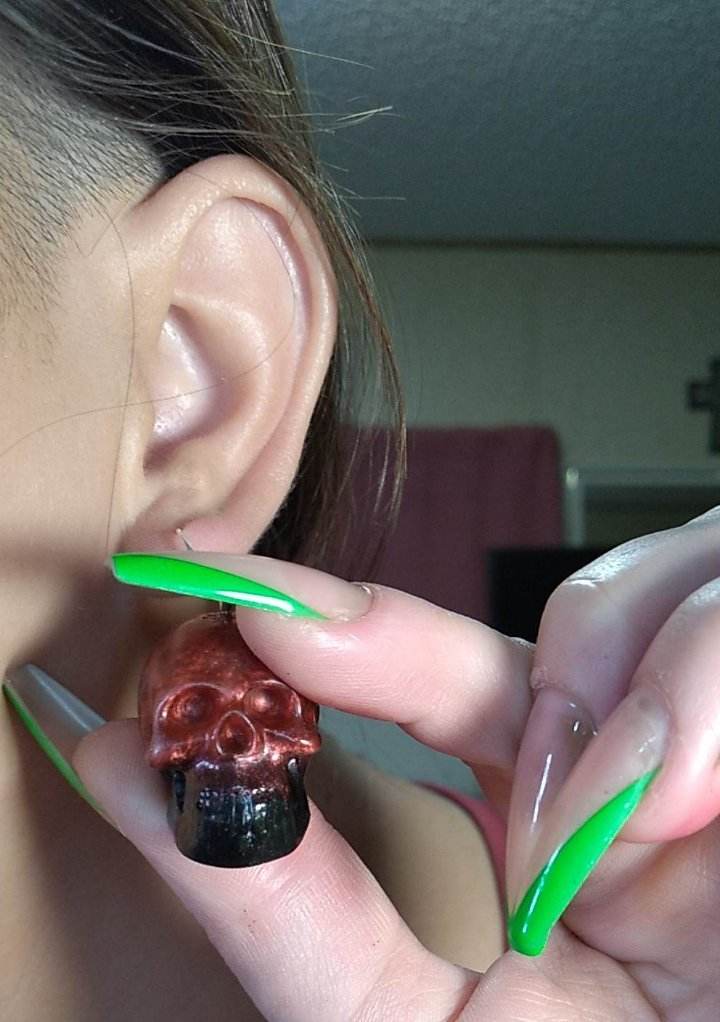 Red & black skull earrings